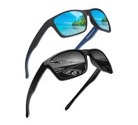 JIM HALO Polarizadas Deportivas Gafas de Sol de Espejo Wrap Alrededor Conducir Pescar Hombre Mujer(Azul Espejo+Gris)