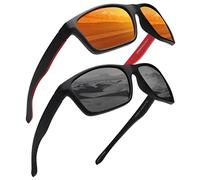 JIM HALO Polarizadas Deportivas Gafas de Sol de Espejo Wrap Alrededor Conducir Pescar Hombre Mujer(Naranja Espejo+Gris)