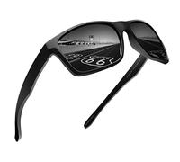 JIM HALO Polarizadas Deportivas Gafas de Sol de Espejo Wrap Alrededor Conducir Pescar Hombre Mujer(Negro/Gris Espejo)