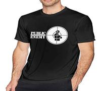 Jim Mvps Public Enemy Men's Fashion T-Shirt Retro T Shirt Short Sleeve Round Neck Cotton T-Shirts Sports Tops Black M