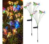 JIMACRO 2 Piezas Impermeables Mariposa Lámparas Solar, 2 Modos Luces Solares Oscilantes, Luciérnagas Luces Solares LED Exterior Jardin para Macizos de Flores (color, Mariposas)