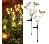 JIMACRO 2 Piezas Impermeables Mariposa Lámparas Solar, 2 Modos Luces Solares Oscilantes, Luciérnagas Luces Solares LED Exterior Jardin para Macizos de Flores (cálidos, Mariposas)