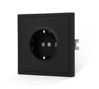 JIMEIDA Enchufe negro mate, empotrable, 1 compartimento, tacto suave con pinza, 16 A, enchufe Schuko, enchufe de pared, 80 x 80 mm