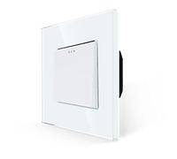 JIMEIDA Interruptor de luz basculante de 1 vía, 2 vías, de cristal, color blanco, empotrable, interruptor de pared, interruptor basculante, 10 A, 250 V