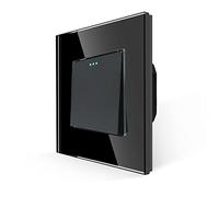 JIMEIDA Interruptor de luz de 1 vía, 2 vías, de cristal, color negro, empotrable, interruptor de pared, interruptor basculante, 10 A, 250 V