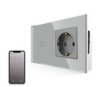 JIMEIDA Interruptor de luz inteligente con enchufe empotrado, interruptor de luz táctil inalámbrico compatible con Alexa y Google Home, control de aplicación