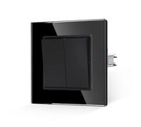 JIMEIDA Interruptor de luz negro con garras de 2 vías, 1 vía, empotrable, cristal, interruptor de pared, interruptor basculante, 10 A, 250 V