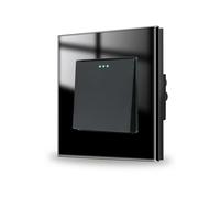 JIMEIDA Interruptor de luz negro empotrable, 1 compartimento, 2 vías, interruptor de luz de cristal, interruptor de pared, interruptor basculante de cristal, 86 x 86 mm, 10 amperios, 250 V