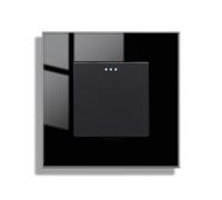 JIMEIDA Interruptor de luz negro empotrable 1 vía 1 posición interruptor de pared con panel de cristal interruptor basculante 86 * 86 mm, 10 A, 250 V