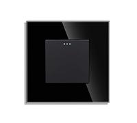 JIMEIDA Interruptor de luz simple de 1 vía, interruptor basculante de pared con panel de cristal, empotrable, negro, 10 A, 250 V