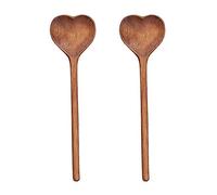 Jimenez Cucharas de Madera en Forma de CorazóN-Juego de Cucharas de Té/Café de Madera (2 Piezas) - Cucharas PequeñAs de Madera para Condimentos, Sal, AzúCar