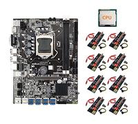 Jimenez Eth B75 Mining Placa Base + CPU + 8XVER009S Plus Riser VersióN Mejorada LGA1155 8XPCIE a USB DDR3 B75 Miner Placa Base