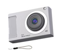 Jimenez Mini Cámara HD de 48 MP Pantalla IPS de 2,4 Pulgadas Cámara Digital con Zoom de 16X Cámara de Vídeo 4K con Luz de Relleno para Niños Estudiantes, Plata