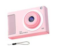 Jimenez Mini Cámara HD de 48 MP Pantalla IPS de 2,4 Pulgadas Cámara Digital con Zoom de 16X Cámara de Vídeo 4K con Luz de Relleno para Niños Estudiantes, Rosa