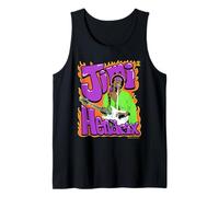 Jimi Hendrix Flames and Bubble Text Vintage Band Camiseta sin Mangas
