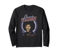 Jimi Hendrix Grainy Photo Portrait with Halo Vintage Band Manga Larga