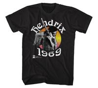 Jimi Hendrix Playing Guitar 1969 Men's T Shirt Rock Music Merch BlackM