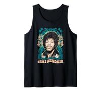 Jimi Hendrix Psychedelic Floral Portrait Vintage Band Camiseta sin Mangas
