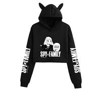 jiminhope Spy X Family Sudadera con Capucha Anime Anya Forger Disfraz de Cosplay para Mujeres y Niñas Casual Sports Cat Ear Cropped Top