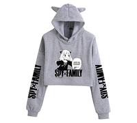jiminhope Spy X Family Sudadera con Capucha Anime Anya Forger Disfraz de Cosplay para Mujeres y Niñas Casual Sports Cat Ear Cropped Top