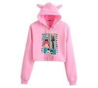 jiminhope Spy X Family Sudadera con Capucha Anime Anya Forger Disfraz de Cosplay para Mujeres y Niñas Casual Sports Cat Ear Cropped Top