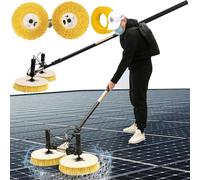 JIMINHUIXIN Máquina de Limpieza de Paneles Fotovoltaicos con Varilla Telescópica, Cepillo Eléctrico de Doble Cabezal Giratorio de 70cm, Varilla De Limpieza De Paneles Solares Y Equipo De Lavado De