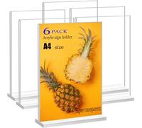 JIMITOP Soporte acrílico para carteles, tamaño A4, pantalla transparente de doble cara para menú de boda, decoración de fiestas, marco de fotos (paquete de 6)