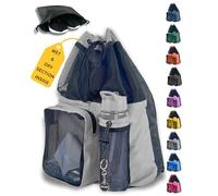 JIMJOOS Bolsa de natación de malla con cordón, bolsa de natación impermeable de 25 L con compartimento húmedo y seco, mochila deportiva multifuncional para niños, adultos, natación, surf, playa