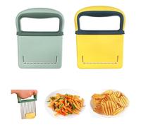 Jimkply - 2 cortadores de ondas, cuchillo ondulado verde y amarillo, cuchilla afilada, cuchillo estriado, cortador de patatas, cortador de patatas, verduras y frutas para patatas, zanahorias, manzanas