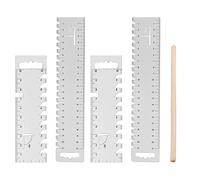 Jimkply 4 reglas de costura dentadas, reglas de costura transparentes con escala en cm/pulgadas, medición manual antideslizante para acolchar y coser, 21 cm + 1 bolígrafo