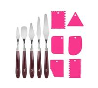 Jimkply Juego de 11 espátulas de paleta y cuchillos de artista de acero inoxidable para pintura al óleo y acrílica, que incluye diversas formas de espátulas para crear efectos de textur