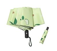 Jimkply Paraguas de bolsillo automático, resistente al viento e impermeable, con protección UV, 8 costillas, apertura automática, compacto para hombres, mujeres y uso diario, Amarillo Verde Blanco