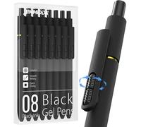 JIMMIDDA 8 bolígrafos de gel negro, punta media de 0,7 mm, escritura suave, retráctil de secado rápido para hombres y mujeres (negro, 8 unidades)