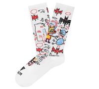 Jimmy Lion Calcetines Athletic color Blanco con estampados de Basquiat Batman, fabricados en algodón peinado de primera calidad. Talla 41-46 en media caña. ¡Camina con estilo!