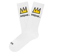 Jimmy Lion Calcetines Athletic color Blanco con estampados de Basquiat Crown, fabricados en algodón peinado de primera calidad. Talla 41-46 en media caña. ¡Camina con estilo!