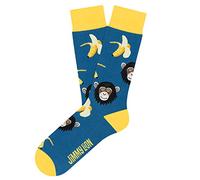 Jimmy Lion Calcetines Monkeys & Bananas en color Azul, fabricados en algodón peinado de primera calidad.Talla 41-46 en media caña.
