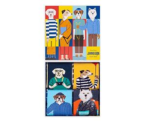Jimmy Lion Packs de Calcetines Dog Days Pack para Hombre y Mujer Talla 36-40. Media Caña en algodón peinado.