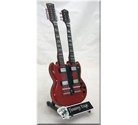 JIMMY PAGE Guitarra miniatura con púa de guitarra LED ZEPPELIN DOUBLE NECK