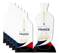 JIMMY THE FOX Bottle France - Fundas Protectoras Reutilizables para Botellas de Vidrio, Resistentes a Impactos y Fugas, Bolsa de Transporte de Equipaje, avión, Crucero, Coche, Unidades con 6