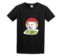Jimmysea Angry Yelling At Confused Cat At Dinner Table Meme Funny Men's T-Shirt Unisex Black Men Tees S