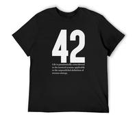 Jimmysea Number 42 The Hitchhikers Guide To The Galaxy Douglas Adams Men's T-Shirt Unisex Black Men Tees M