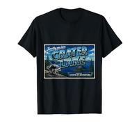 Jimothy Crater Lake Oregon National Park Vintage Postal Camiseta gráfica económica, Hombre, Negro, M