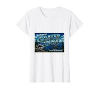 Jimothy Crater Lake Oregon National Park Vintage Postal Camiseta gráfica económica, Mujer, Blanco, S