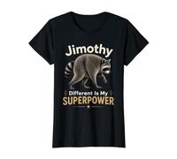 Jimothy Different Is My Superpower Funny Raccoon Camiseta gráfica económica