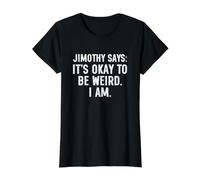 Jimothy It's Ok to be Weird I Am Raccoon Camiseta gráfica económica, Mujer, Negro, M