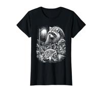 Jimothy Raccoon - Ballard de Espina Corta para Regalo de Vida Silvestre Camiseta gráfica económica, Mujer, Negro, XS