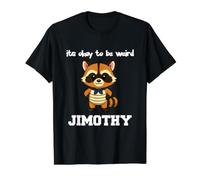 Jimothy Raccoon Está Bien ser Raro Camiseta gráfica económica, Hombre, Negro, XL