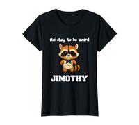 Jimothy Raccoon Está Bien ser Raro Camiseta gráfica económica, Mujer, Negro, M