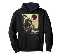 Jimothy Raccoon Samurai Japón Art Wave Ukiyo-e Vintage Sudadera con Capucha