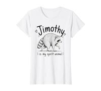 Jimothy Raccoon Seattle es mi Animal Espiritual Camiseta gráfica económica, Mujer, Blanco, M